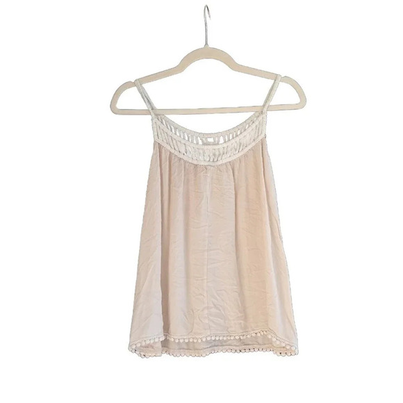 Altar'd State Cream Macrame Crochet Hem Tank Top Sz Small - Picture 2 of 4